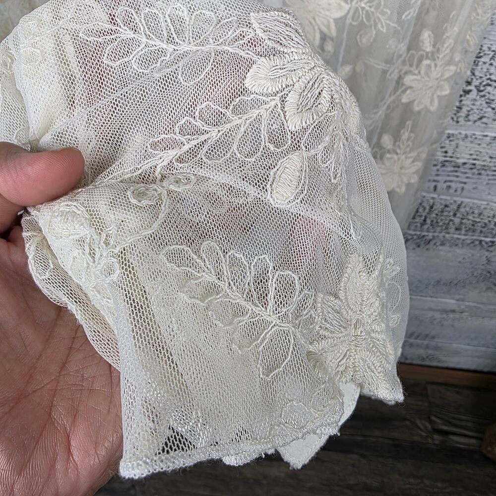 LulaVida Collective Ivory Floral Sheer Lace Kimono Duster Sz S Romantic Bohemian - Picture 6 of 7